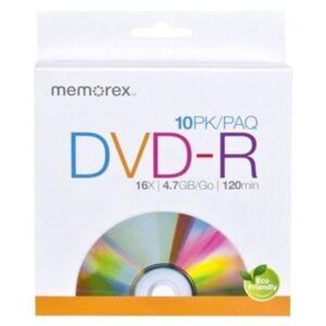 10 PACK - Memorex DVD-R 16X 4.7GB/GO 120Min